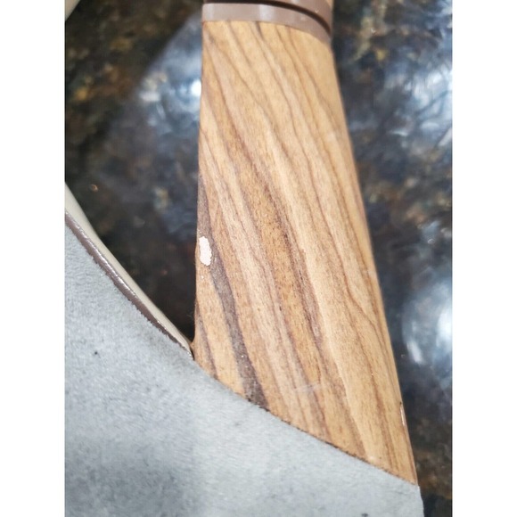 Noni Women's Gray Textile Upper Mid Calf Peep Toe Block Heels Casual Booties 8 - Picture 9 of 11